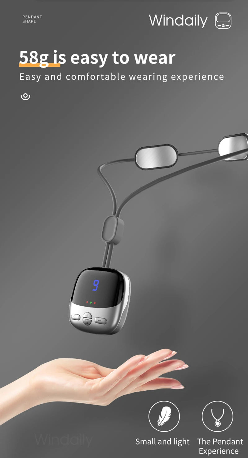 2025 Mini Portable Hanging Neck Massager With Heat Electric EMS TENS Pulse Hot Compress Smart Cervical Spine Massager Shoulder