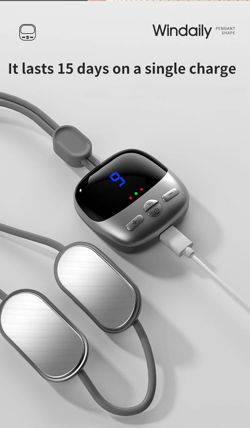2025 Mini Portable Hanging Neck Massager With Heat Electric EMS TENS Pulse Hot Compress Smart Cervical Spine Massager Shoulder