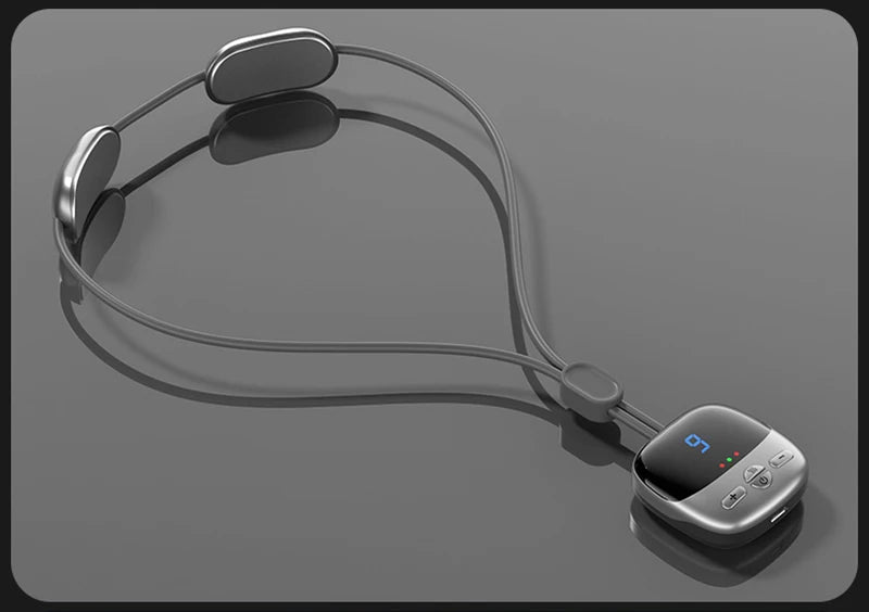 2025 Mini Portable Hanging Neck Massager With Heat Electric EMS TENS Pulse Hot Compress Smart Cervical Spine Massager Shoulder