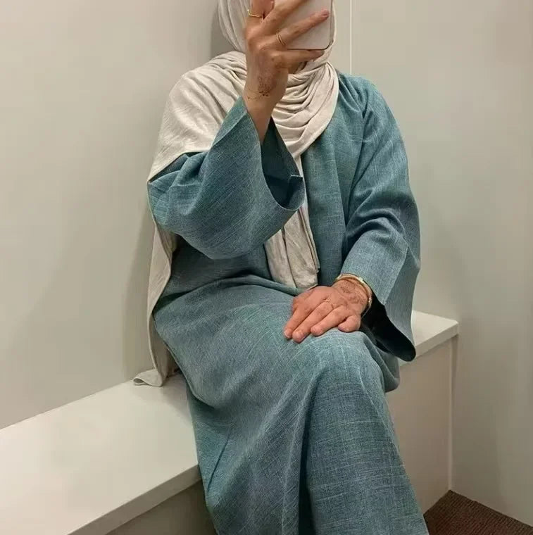 Loose Elegant Pure Color Middle East Style Long Dress for Women plus Size Slimming Midi Skirt Casual Comfortable Maxi Dress