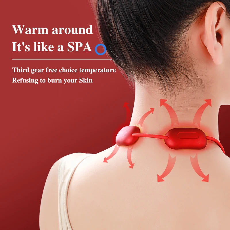 2025 Mini Portable Hanging Neck Massager With Heat Electric EMS TENS Pulse Hot Compress Smart Cervical Spine Massager Shoulder
