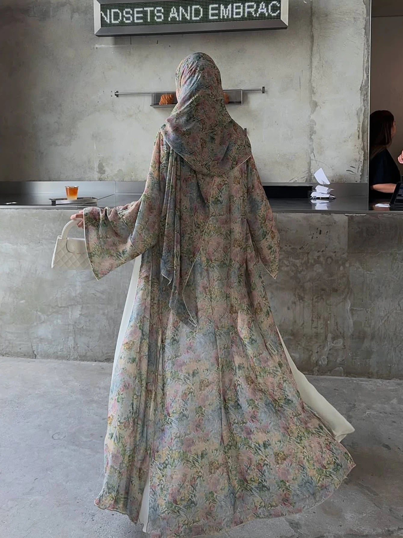 Middle Eastern Ventilation Robe Middle Eastern Elegant Arabic Traditional Cardigan Long-Sleeved Floral ...