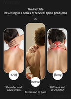 2025 Mini Portable Hanging Neck Massager With Heat Electric EMS TENS Pulse Hot Compress Smart Cervical Spine Massager Shoulder