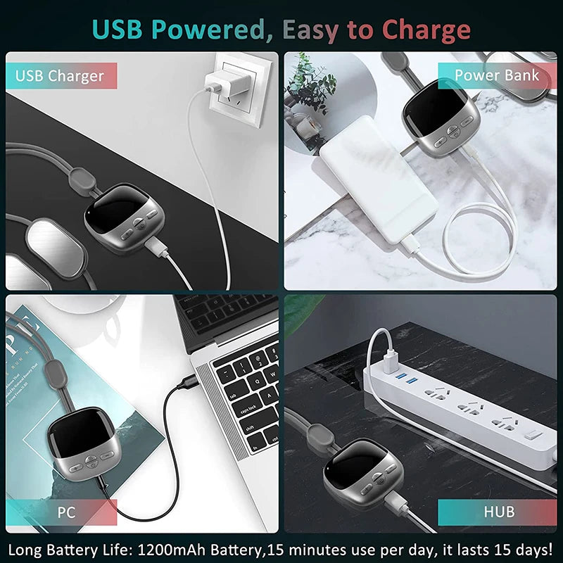 2025 Mini Portable Hanging Neck Massager With Heat Electric EMS TENS Pulse Hot Compress Smart Cervical Spine Massager Shoulder