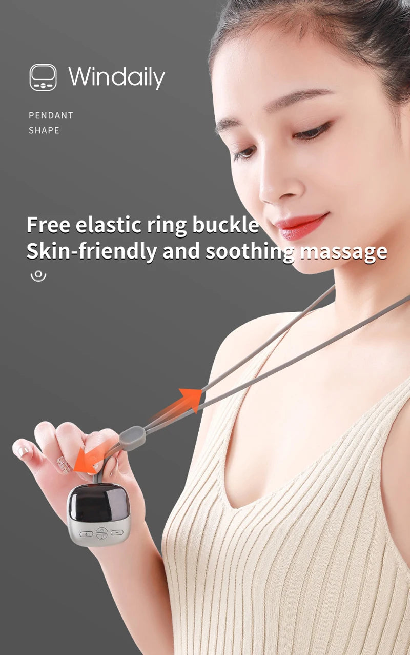 2025 Mini Portable Hanging Neck Massager With Heat Electric EMS TENS Pulse Hot Compress Smart Cervical Spine Massager Shoulder
