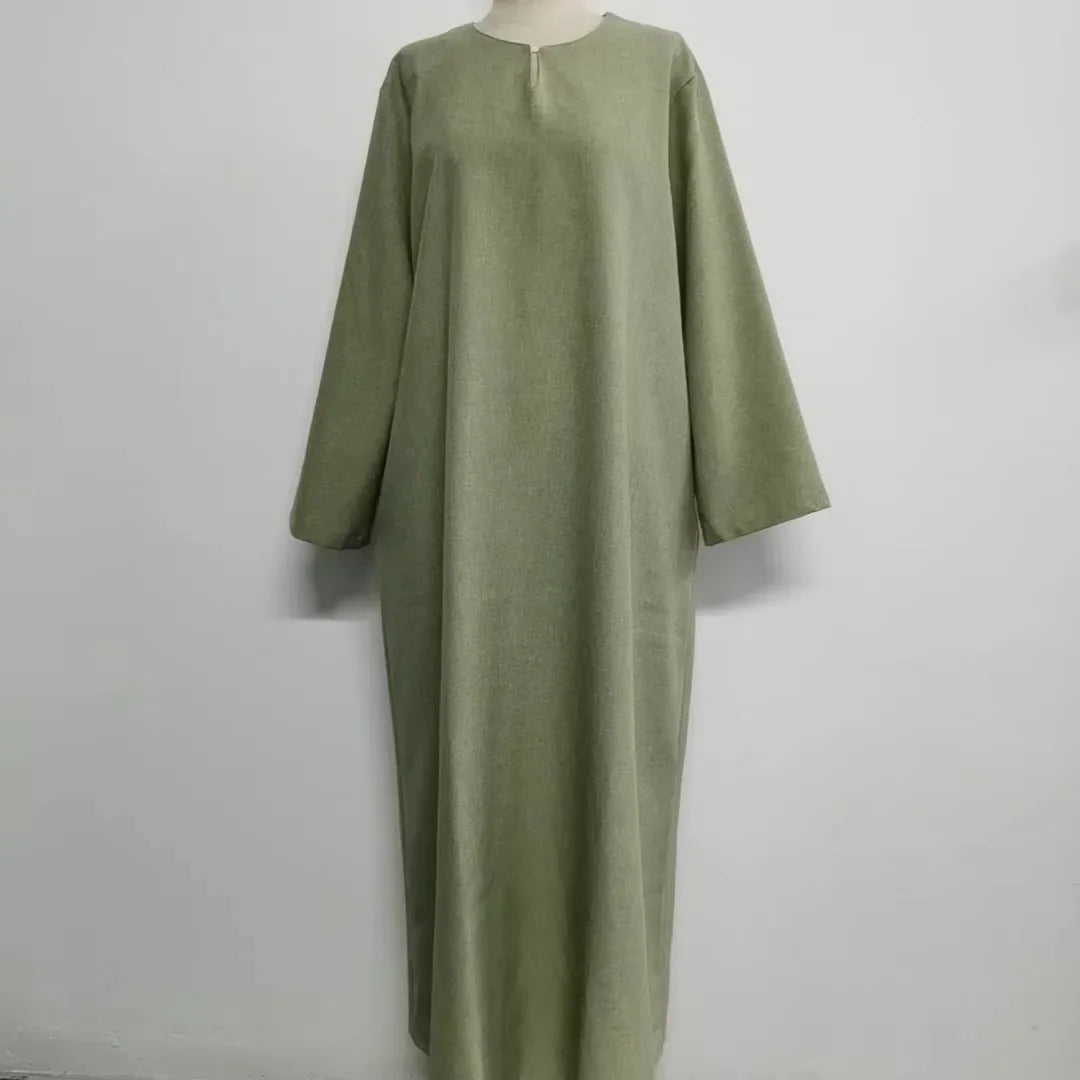 Loose Elegant Pure Color Middle East Style Long Dress for Women plus Size Slimming Midi Skirt Casual Comfortable Maxi Dress