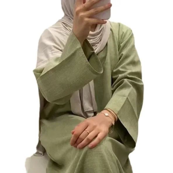 Loose Elegant Pure Color Middle East Style Long Dress for Women plus Size Slimming Midi Skirt Casual Comfortable Maxi Dress